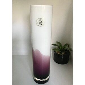 Hand-Crafted Glass Vase - White & Purple Gradient Design